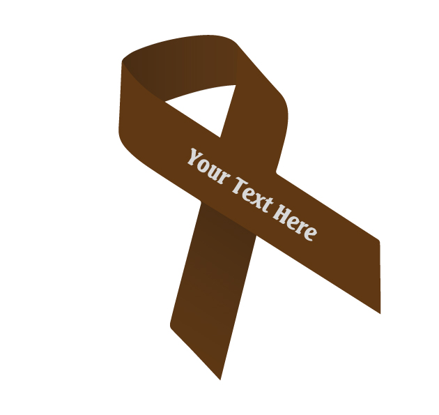 brown fabric awareness ribbon that can be imprinted with a name, date or message