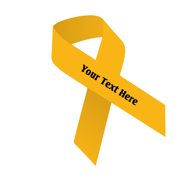 gold fabric awareness ribbon that can be imprinted with a name, date or message