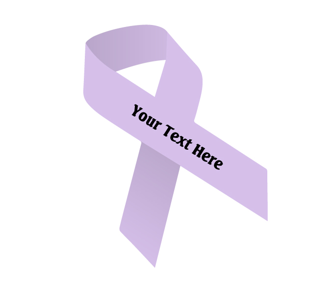 lavender fabric awareness ribbon that can be imprinted with a name, date or message