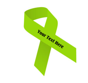 lime green fabric awareness ribbon that can be imprinted with a name, date or message