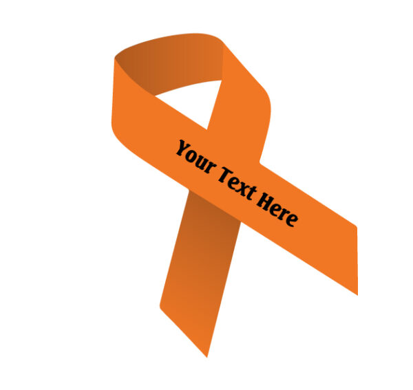 orange fabric awareness ribbon that can be imprinted with a name, date or message