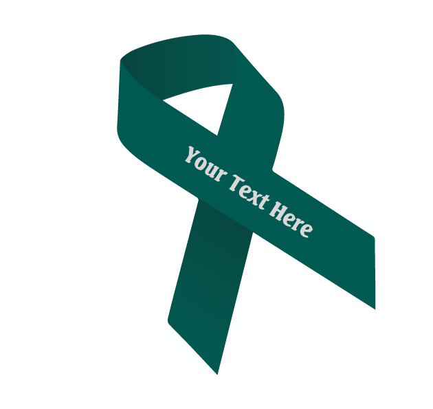 teal fabric awareness ribbon that can be imprinted with a name, date or message