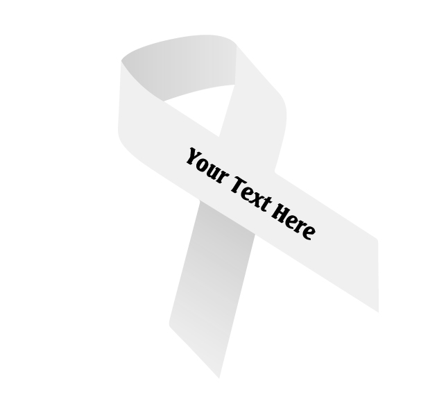 white fabric awareness ribbon that can be imprinted with a name, date or message