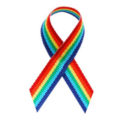 rainbow fabric awareness ribbons with safety pins, included, but not attached
