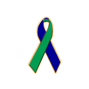enamel royal blue and green awareness ribbons | pins