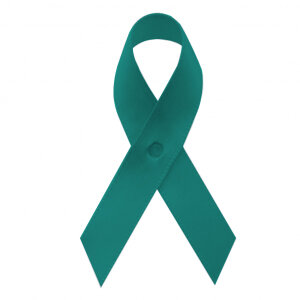 sea green fabric awareness ribbons with safety pins, included, but not attached