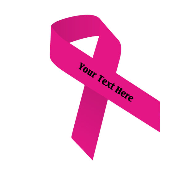 hot pink fabric awareness ribbon that can be imprinted with a name, date or message