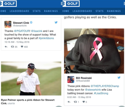 Personalized Cause pink ribbons at the PGA