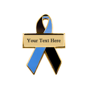 enamel black and blue personalized e awareness ribbon pins