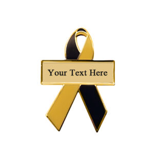 enamel black and gold personalized awareness ribbon pins