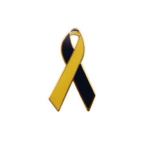 enamel black and gold awareness ribbons | pins