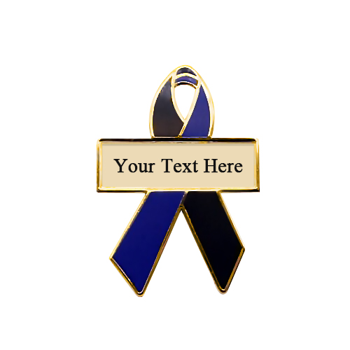 enamel black and navy personalized awareness ribbon pins
