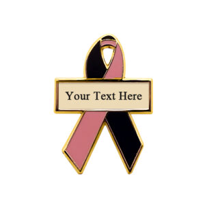 enamel black and pink personalized awareness ribbon pins