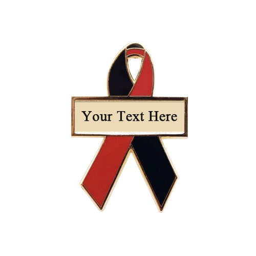 enamel black and red personalized awareness ribbon pins