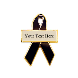 enamel black personalized awareness ribbon pins