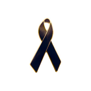 Mourning or Melanoma Cancer Awareness black ribbon pin made in USA 