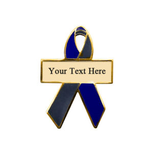 enamel blue and gray personalized awareness ribbon pins