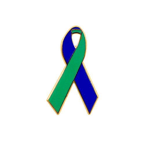 enamel blue and green awareness ribbons | pins