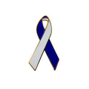 enamel blue and white awareness ribbons | pins