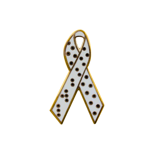 enamel black and white polka dots braille awareness ribbons | pins