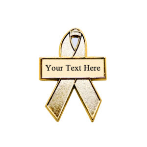 sandblasted gold personalized awareness ribbon pins