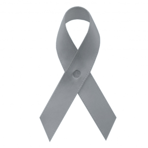 gray fabric awareness ribbons with safety pins, included, but not attached