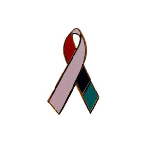 enamel kente cloth and pink awareness ribbons | pins