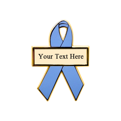 enamel light blue personalized awareness ribbon pins