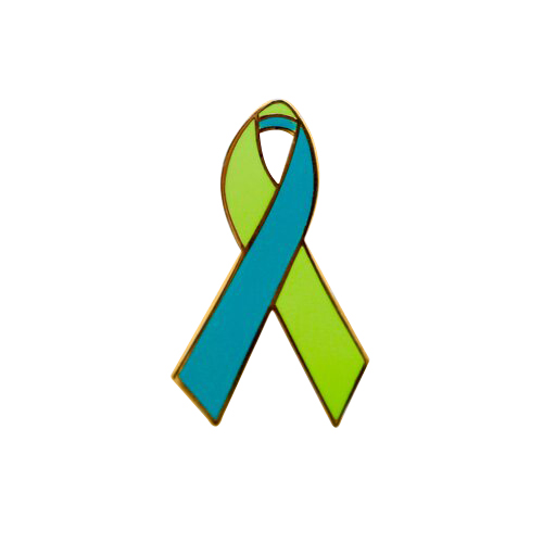 enamel lime green and aqua awareness ribbons | pins