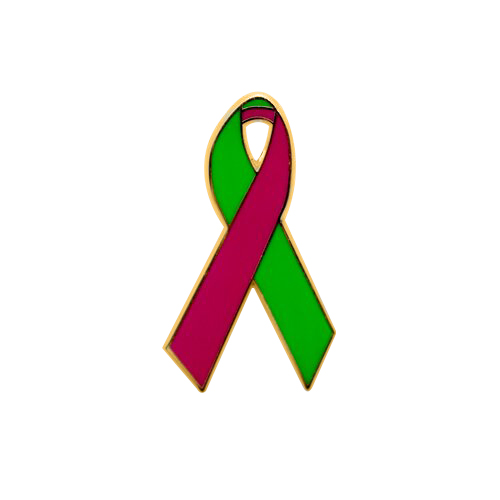 enamel lime green and fuchsia awareness ribbons | pins