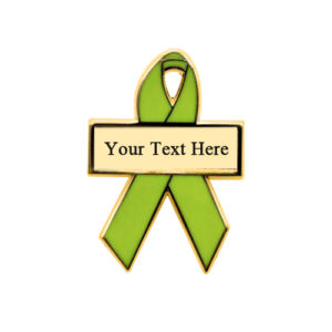 enamel lime green personalized awareness ribbon pins