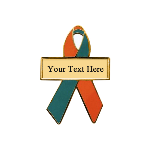 enamel orange and green personalized awareness ribbon pins