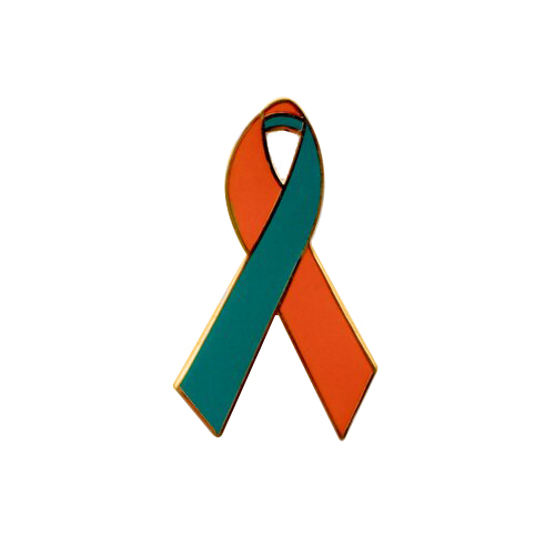 enamel orange and green awareness ribbons | pins