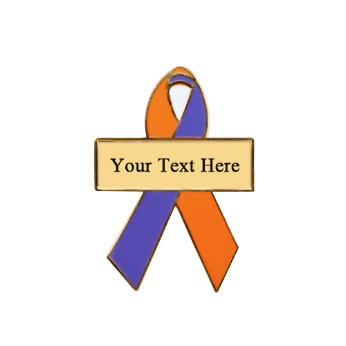 enamel orange and lavender personalized awareness ribbon pins