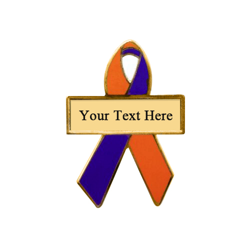 enamel orange and purple personalized awareness ribbon pins