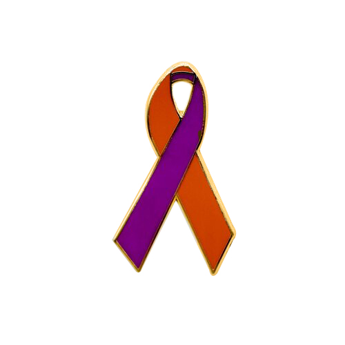 enamel orange and purple awareness ribbons | pins