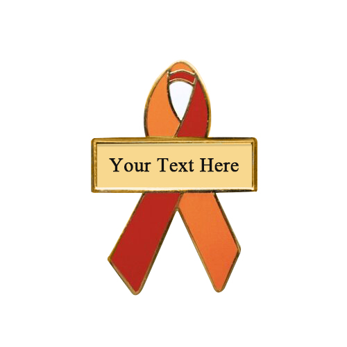 enamel orange and red personalized awareness ribbon pins