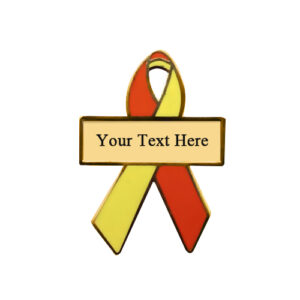 enamel orange and yellow personalized awareness ribbon pins