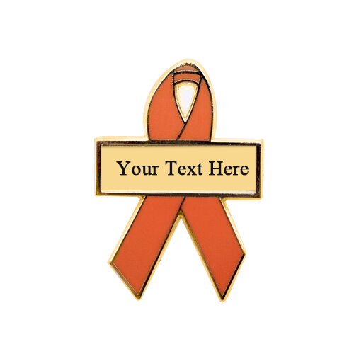 enamel orange personalized awareness ribbon pins