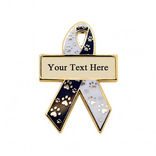 enamel animal paw prints personalized awareness ribbon pins