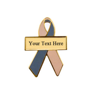 enamel peach and gray personalized awareness ribbon pins