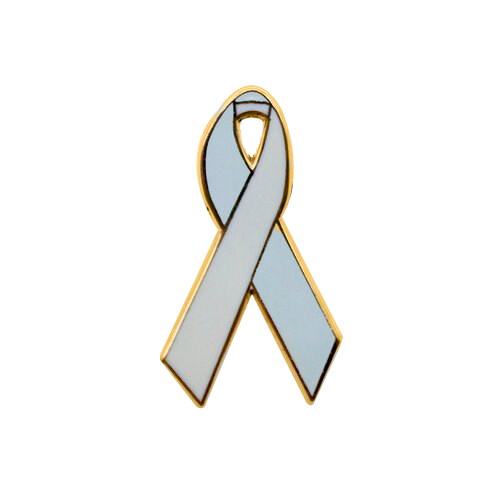 enamel pearl and white awareness ribbons | pins