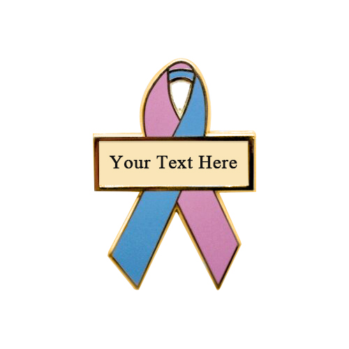 enamel pink and blue personalized awareness ribbon pins