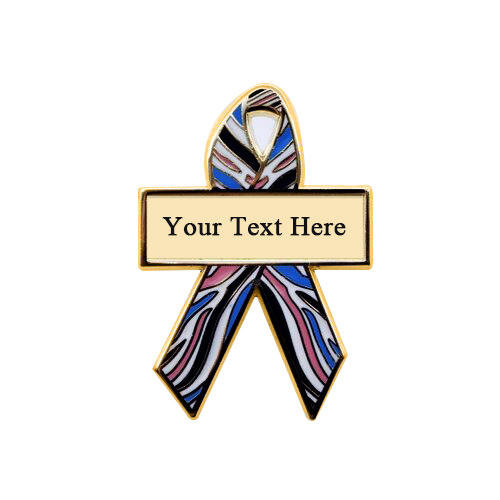 enamel pink, blue and zebra personalized awareness ribbon pins