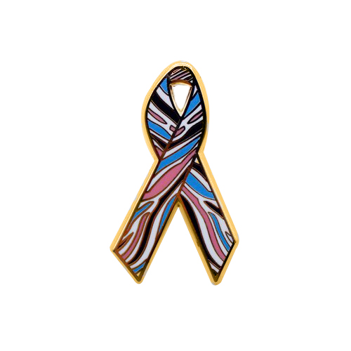 enamel zebra, pink and blue awareness ribbons | pins