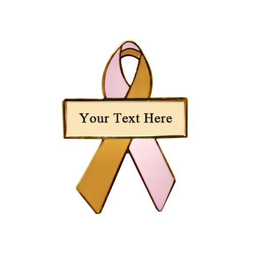 enamel pink and gold personalized awareness ribbon pins