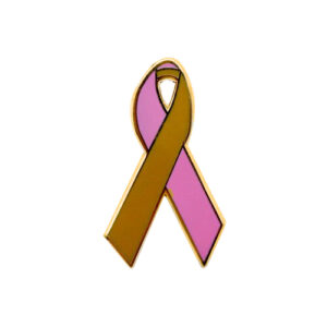 enamel pink and gold awareness ribbons | pins
