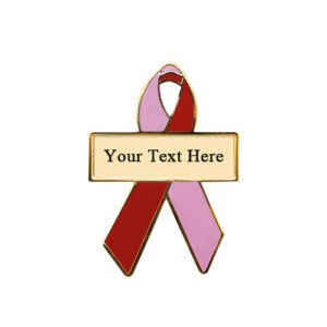 enamel pink and red personalized awareness ribbon pins