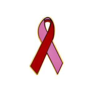 enamel pink and red awareness ribbons | pins