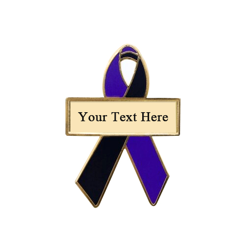 enamel purple and black personalized awareness ribbon pins